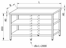 Stół przyścienny z 2-ma półkami RMS-1005 *